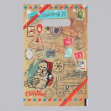 Пакет "Новогодняя почта", полиэтиленовый с вырубной ручкой, коричневая, 20х30 см, 30 мкм